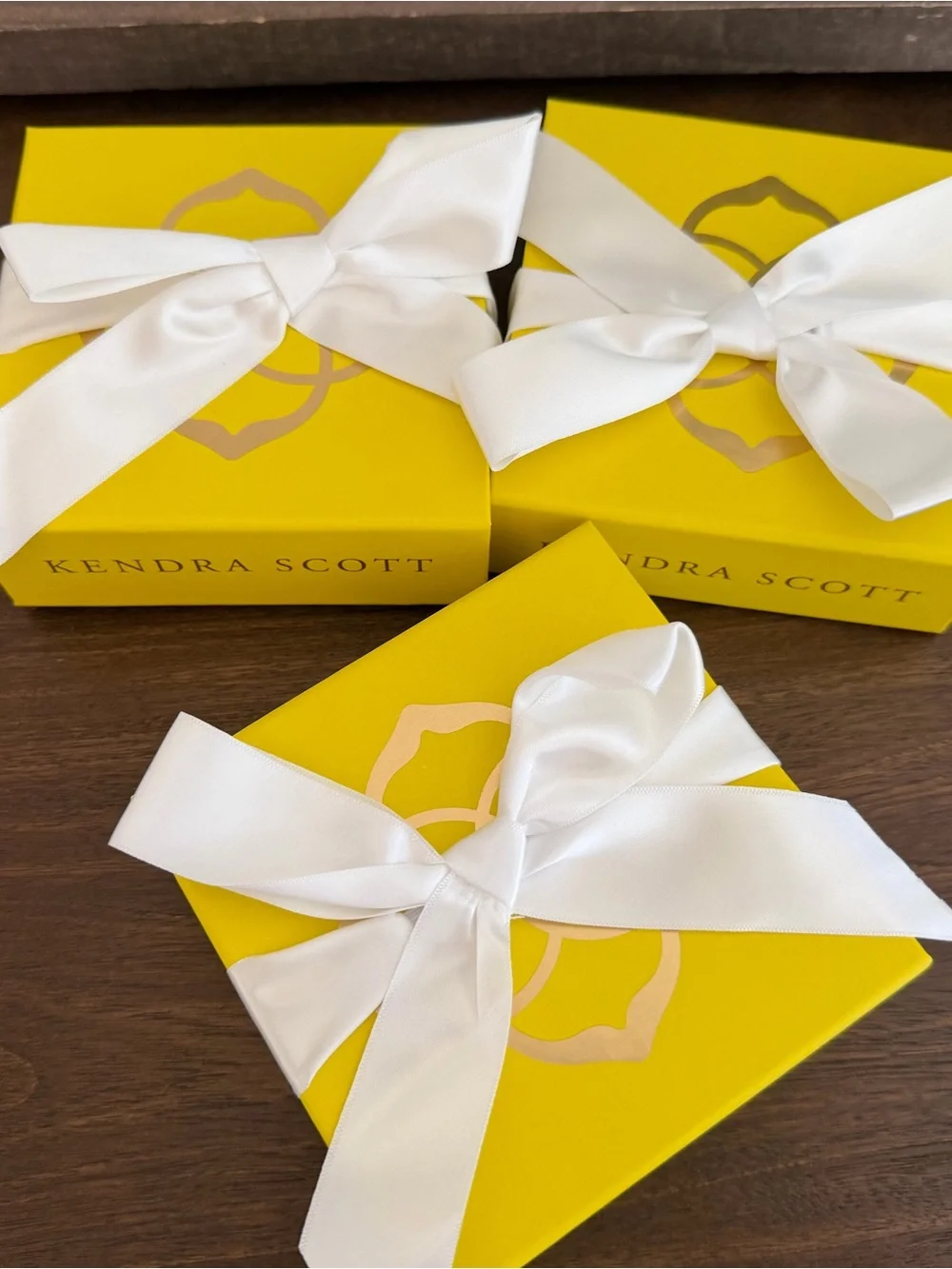 Kendra Scott Bright Yellow Gift Boxes with White Ribbon - 3 included